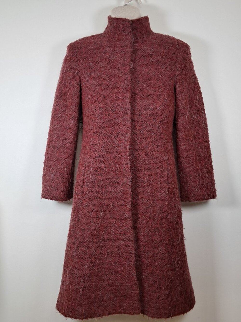 Vintage John Caruana Mohair Blend Shaggy Red Coat 6